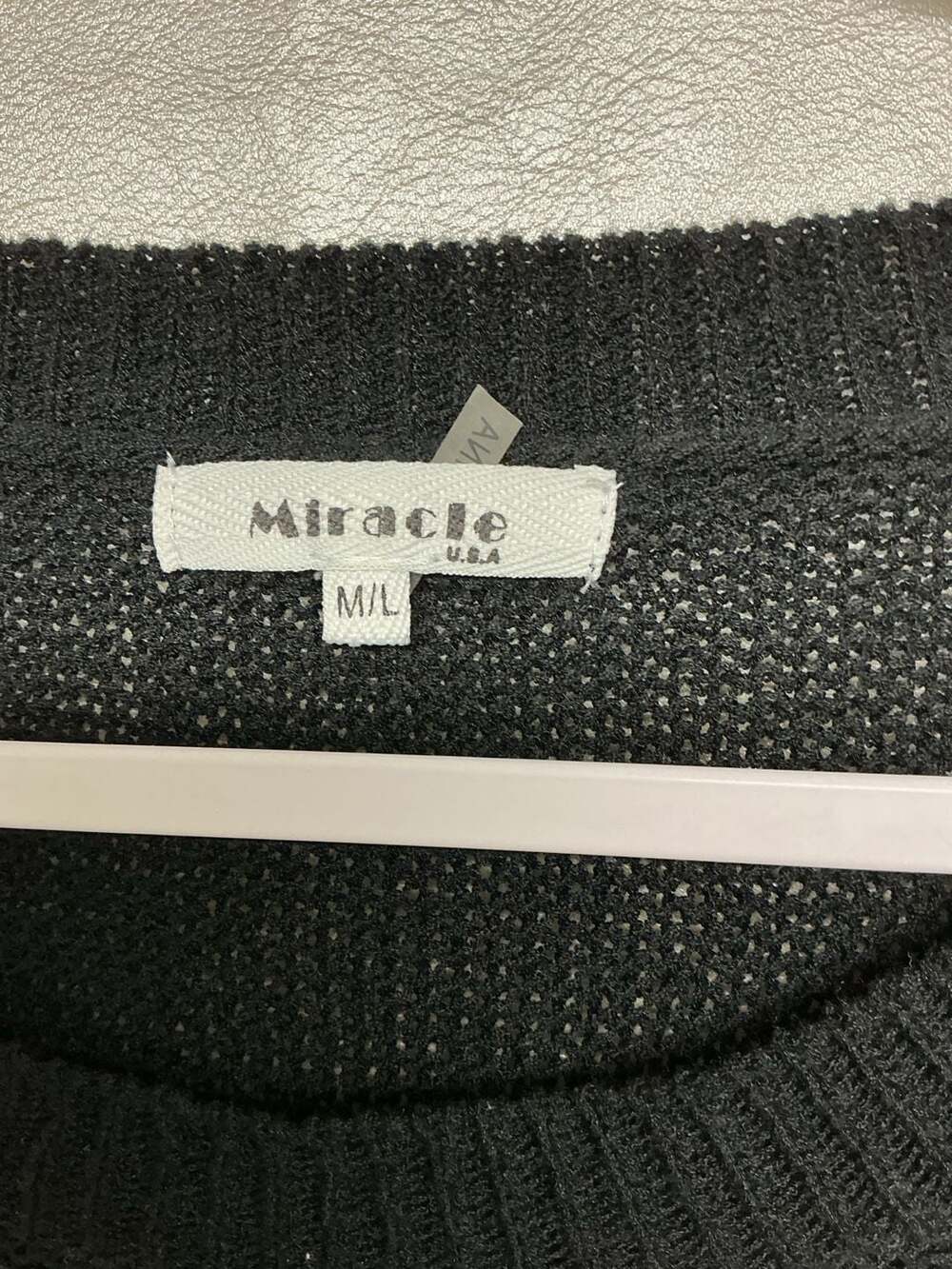 Miracle U.S.A. Black Open Knit High-Low Hem Boxy Sweater Size M/L - Picture 4 of 5